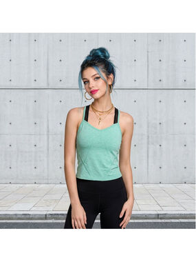 YOGA Mint Green & Black Active Athletic Tank Top Medium Athleisure Casual